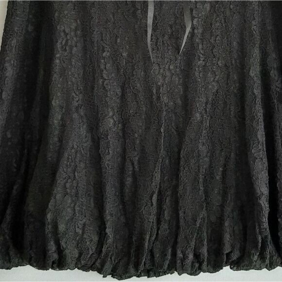 MXM / Floral Lace Balloon Hem Knee Length Skirt Black Sz 16 - Picture 3 of 12